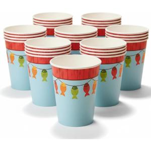 Fun Express – Little Fisherman 9oz Paper Cups for Birthday – Party Supplies – Print Tableware – Print Cups – 8 Pieces