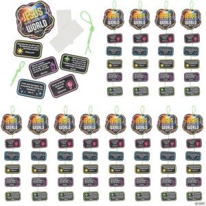 Fun Express 3 1/2″ x 11 1/2″ Jesus is The Light VBS Glow-in-The-Dark Verse a Day Craft Kit – Makes 12