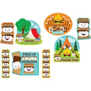 Fun Express 5″ -16 3/4″ S’More Learning Jumbo Cardstock Cutout Classroom Decorations – 8 Piece