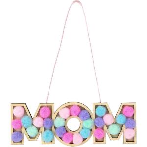Fun Express 6 1/2″ x 2 1/4″ Mom Ornament Wood & Pom-Pom Craft Kit – Makes 12