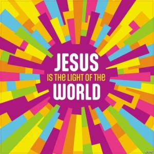 Fun Express 72″ x 72″ Multicolor Jesus is the Light VBS Halo Polyester Photo Booth Backdrop