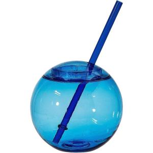 Fun Express Blue Round Cups with Straw – 25 Pieces