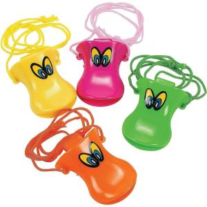 Fun Express Bright Colorful Duck Beak Plastic Whistles – 24 Fun Party Toys for Kids, Great for Events, Games, and Outdoor Activities – Vibrant Colors – 24 Pieces