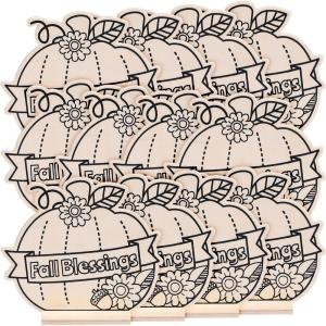 Fun Express CYO Wood Fall Blessings Pumpkin – Craft Kits – 12 Pieces