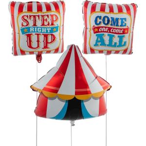Fun Express Carnival Decorations Mylar Balloons 3 Pack – Circus Theme Party Decorations for Birthday & Events | Foil Metallic Balloons for Carnival Party Decor, Circus Decor & Fair Themed