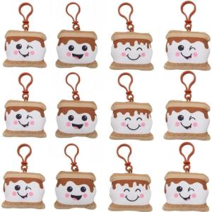 Fun Express Flat Stuffed S’More Backpack Clips & Keychains Set – Assorted Cute Plush Designs for Classroom Rewards Camp-Themed Gifts & Fun Decorations – Parties Kids’ Activities & More – 12 Pieces