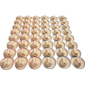 Fun Express Kids Cowboy Hat Bulk 48 Pack – Cowgirl Hats for Boys and Girls with Star Design | Western Party Decorations and Favors for Cowboy Birthday Party, Rodeo Theme Events and Dress Up Play