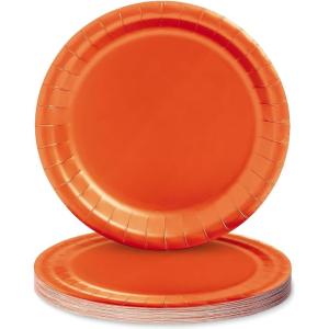Fun Express Orange Paper Dessert Plates – 7 Inch Orange Disposable Dessert Plates – Paper Plates for Birthday Wedding Holiday New Year Events & Baby Showers – Tableware Party Supplies – 24 Pieces