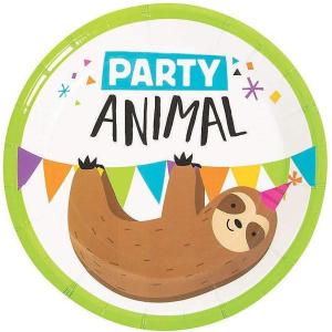 Fun Express Party Animal Sloth Paper Dessert Plates – Multicolor Animal Theme Party Decorations Disposable Paper Plates – Tableware Perfect for Birthday Wedding Holiday Event & Baby Showers – 8 Pieces