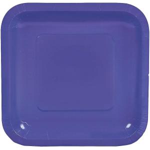 Fun Express Purple Square Paper Dessert Plates – Square Disposable Dessert Plates – Paper for Birthday Wedding Holiday New Year Events & Baby Showers – Tableware Party Supplies – 24 Pieces