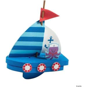 Fun Express Sailboat Craft Kit – Sunday School Crafts for Kids | Ocean Party Favors & Christian Crafts | VBS Vacation Bible School Supplies | Religious Gifts for Kids | Beach Theme Makes 12