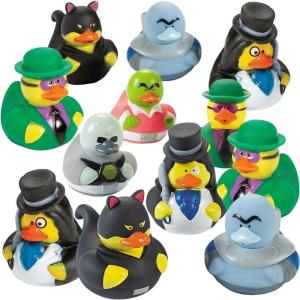 Fun Express Super Hero Villain Rubber Duckies – Birthday Party Toys, Favors and Supplies (Set of 12)