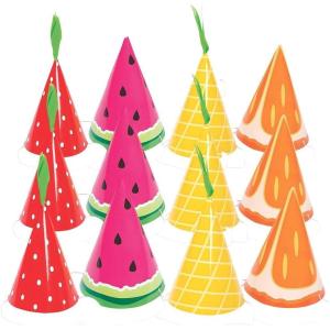 Fun Express TUTTI FRUTTI PARTY HATS – Apparel Accessories – 12 Pieces