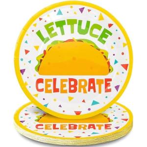 Fun Express Taco Dinner Plates – Vibrant & Durable Disposable Plates for Taco Night Birthdays Celebrations & Special Events – Perfect for Serving Tacos Snacks – 9 inch, 8 Pieces – Multicolor