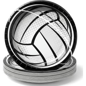 Fun Express Volleyball Party Paper Dinner Plates – Volleyball Party Dessert Plates Sports Birthday Baby Showers Holidays Decorations – Volleyball Party Supplies Paper Plates – 8 Pieces(Volleyball)