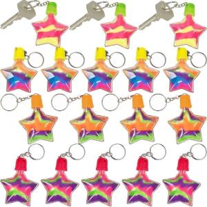 Star Sand Art Bottle Key Chains – Set of 12 – DIY Crafts for Kids and Fun Home Activities(2″ with 1″ metal ring)