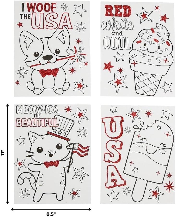 image:imageFun Express CYO Patriotic Glitter Posters Craft Kits 24 Pieces