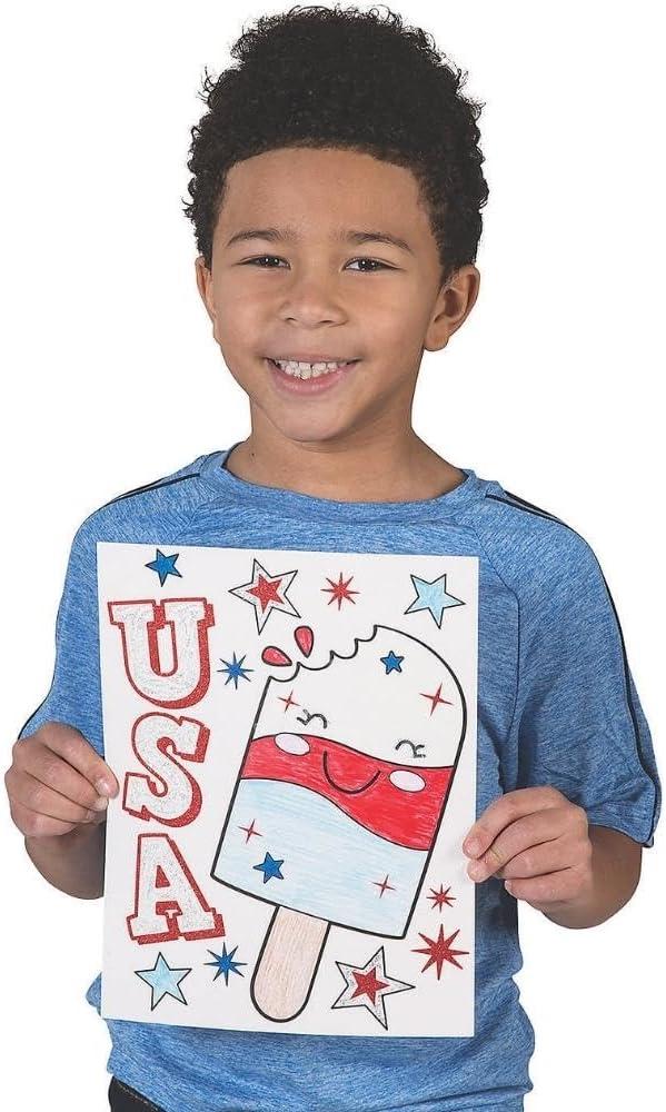 image:imageFun Express CYO Patriotic Glitter Posters Craft Kits 24 Pieces