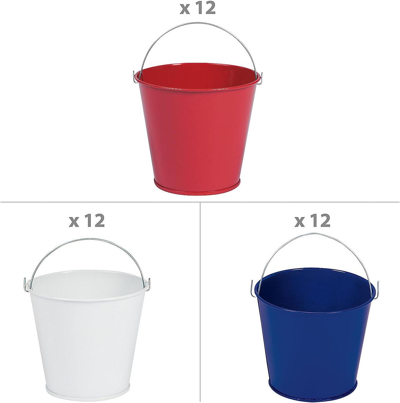 image:imageFun Express Patriotic Mini Metal Pails Kit Red White amp Blue 36 Pieces