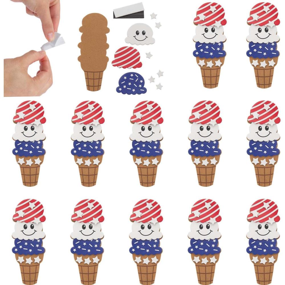 image:imageFun Express 1 34 x 4 12 Patriotic Ice Cream Cone Magnet Craft Kit Makes 12