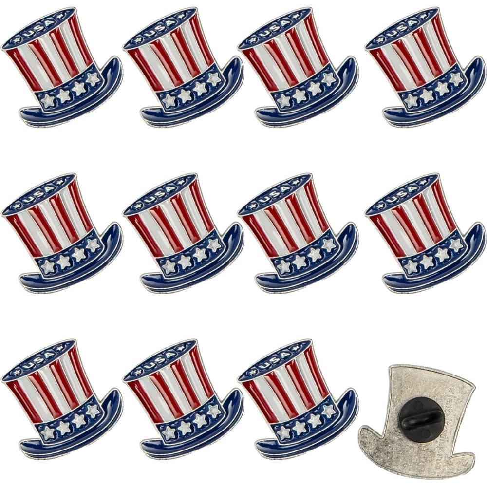image:imageFun Express 1 Patriotic Uncle Sam HatShaped Metal Pins 12 Pieces