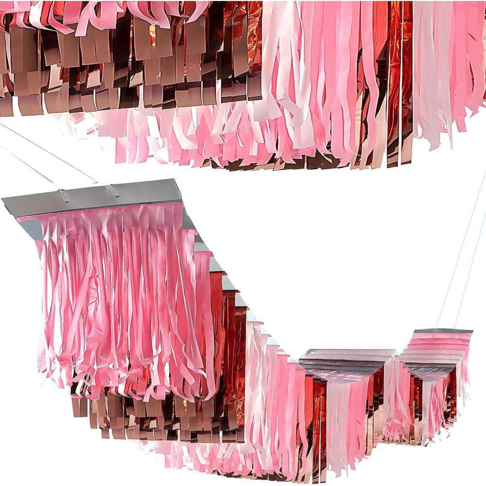 image:imageFun Express 12 Ft Pink Metallic Foil amp Tissue Paper Hanging Ceiling Decoration