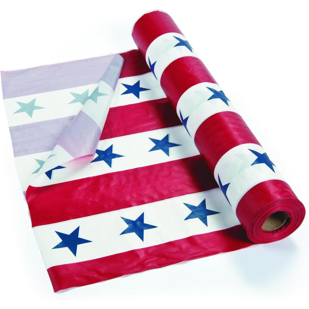 image:imageFun Express 40 x 100 Ft Patriotic Disposable Plastic Tablecloth Roll Great for 4th of July Memorial Day Veterans Day and Other Americana Events Choose Your Color Stars StripesRed White Blue