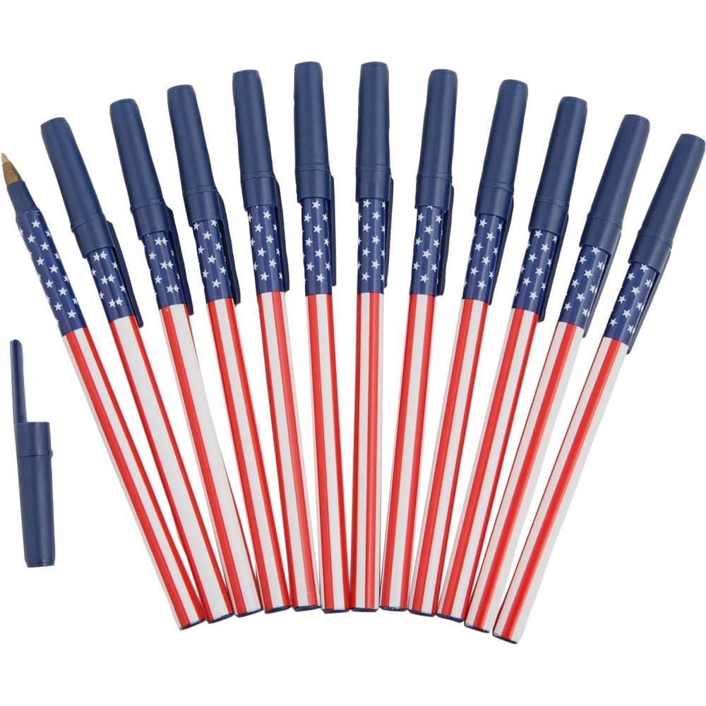 image:imageFun Express 5 34 Patriotic USA Flag Stars amp Stripes Stick Pens 12 Pieces
