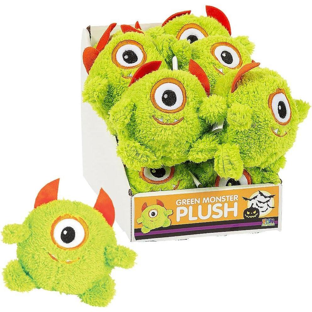 image:imageFun Express Adorable Fuzzy Green Monsters Plush Toys 8 Pack of 12 Perfect for Party Favors Halloween Decorations and Kids Playtime