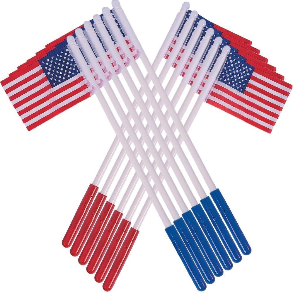image:imageFun Express American Flag Light Up Foam Glow Sticks 12 Pack LED Light Sticks for 4th of July Decorations amp Patriotic Party Favors Red White and Blue Accessories for Fourth of July Celebrations