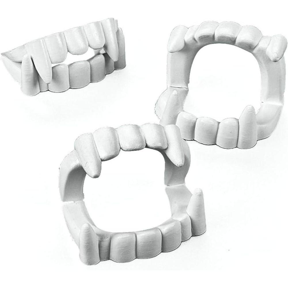 image:imageFun Express Bulk 72 Pack Plastic Vampire Teeth for Kids BPA Free Plastic Halloween Costume Party Favors and Candy Alternative Trick or Treat Handouts White24