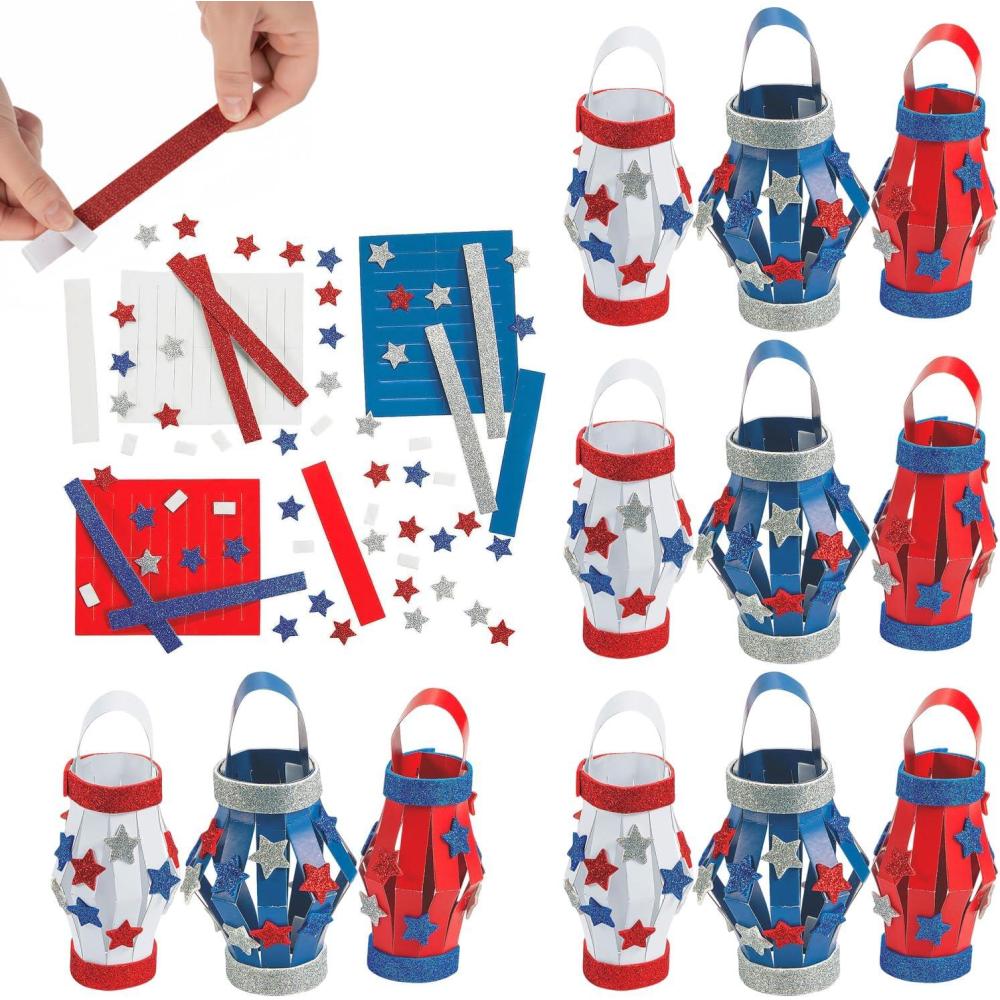 image:imageFun Express Glitter Patriotic Lantern CK12  Craft Kits  12 Pieces