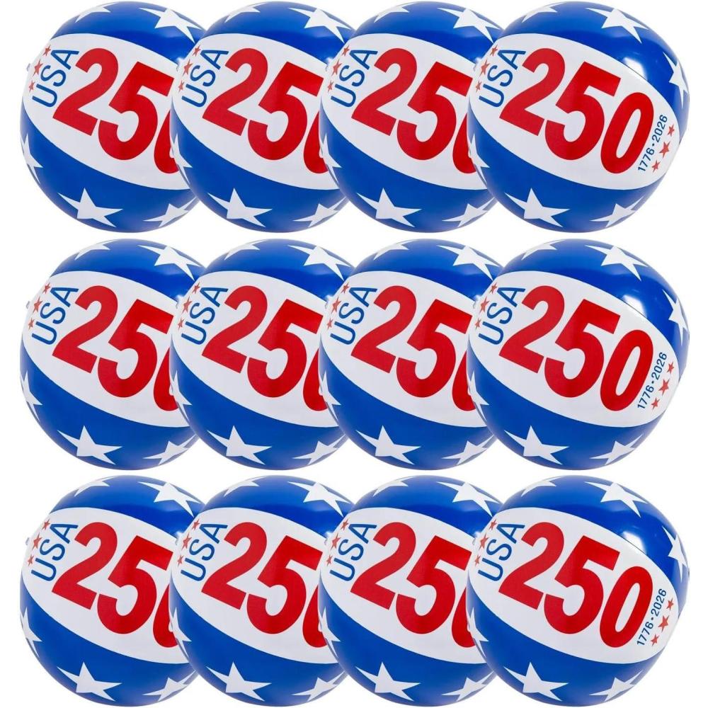 image:imageFun Express Medium Patriotic Inflatable 11 America 250th Anniversary Vinyl Beach Balls 12 Pc