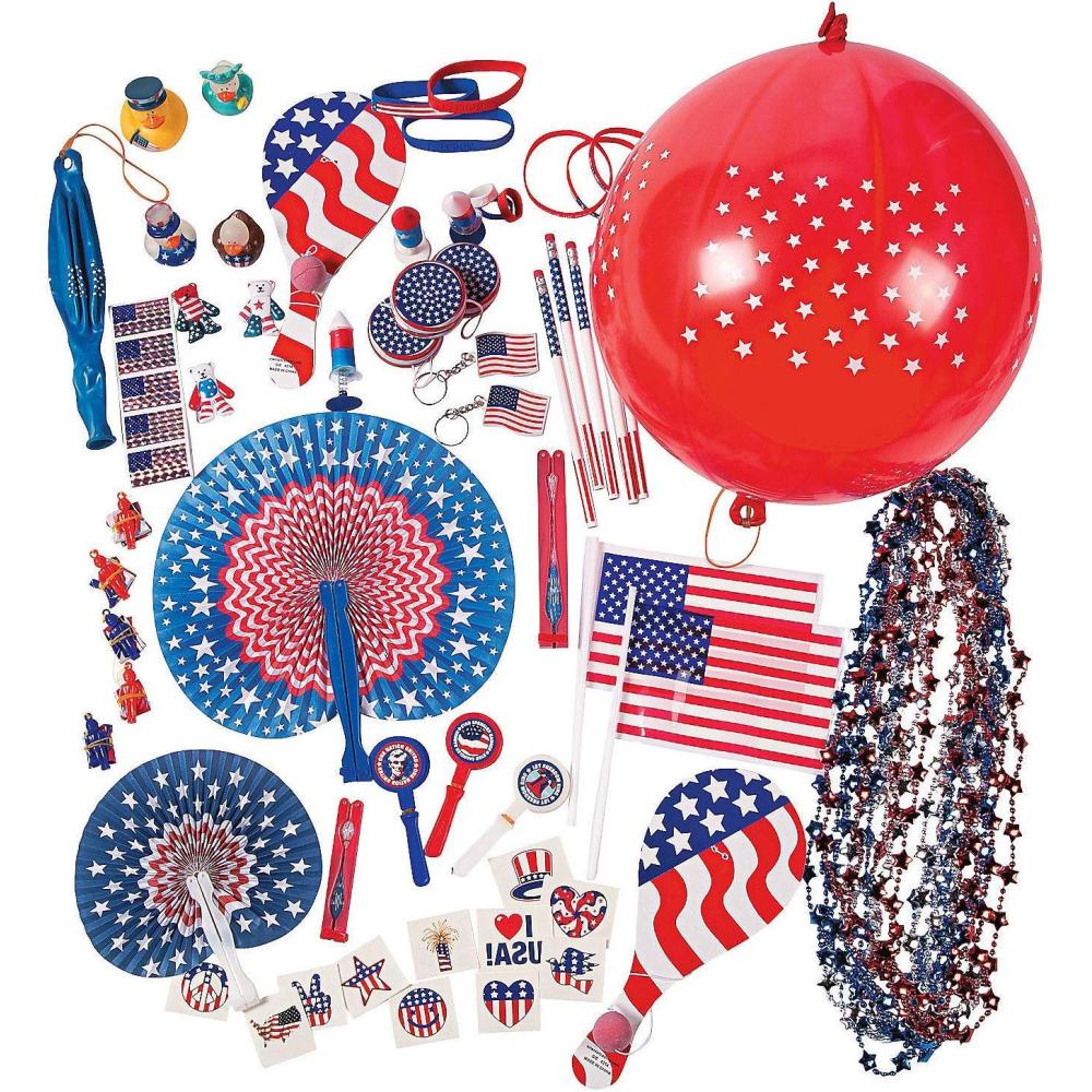 image:imageFun Express Mini Mega Patriotic Toy Assortment Perfect for Fourth of July Parties Red White amp Blue Assortment Toys amp Party Favors 250 Pieces
