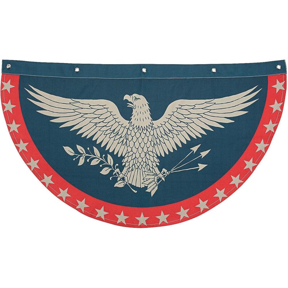 image:imageFun Express Patriotic Eagle Bunting 4th of July Decorations Outdoor Flags amp Banners  American Flag Decor for Memorial Day Presidents Day amp Independence Day  USA Bald Eagle Design for Home Porch