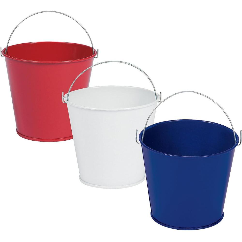 image:imageFun Express Patriotic Mini Metal Pails Kit Red White amp Blue 36 Pieces