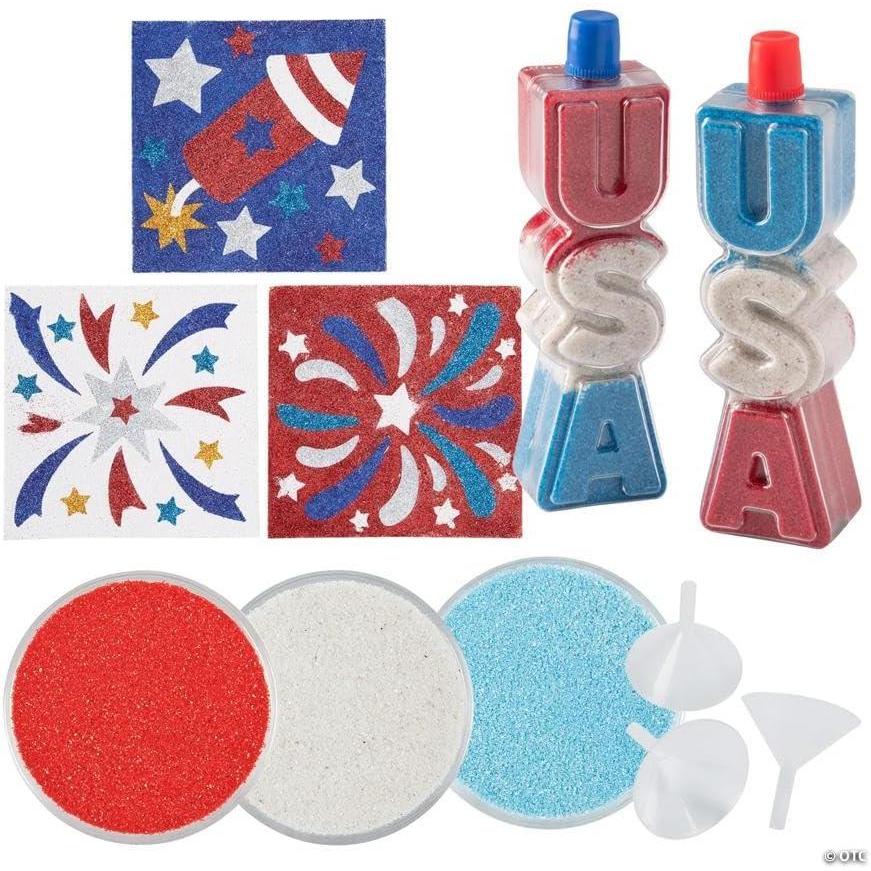 image:imageFun Express Patriotic Sand Art Craft Kit Assortment Makes 24
