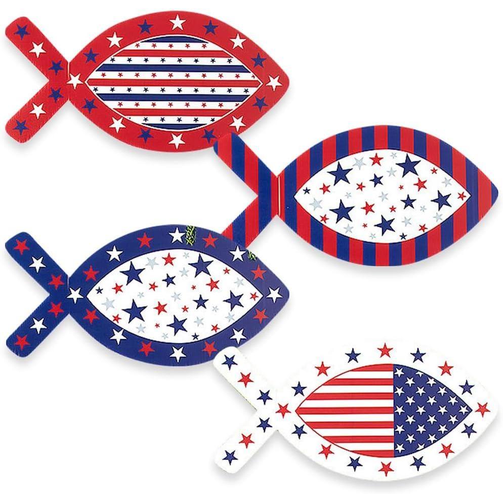 image:imagePatriotic Fish Yard Stake Set 4 Pieces