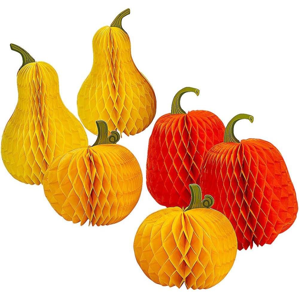 image:imagePumpkin amp Gourd Honeycomb Centerpieces 6 Pieces