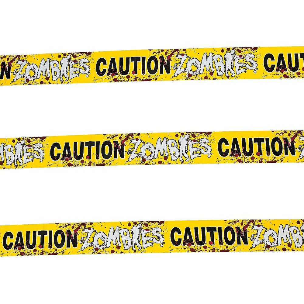 image:imageZombies Caution Yellow Party Tape Roll 20 1 Pack HeavyDuty Plastic Ultimate Zombie Apocalypse Decoration For Thrilling Events