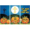 Fun Express – Christian Pumpkin Backdrop Banner for Halloween – Party Decor – Wall Decor – Preprinted Backdrops – Halloween – 3 Pieces