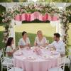 Fun Express 12 Ft. Pink Metallic Foil & Tissue Paper Hanging Ceiling Decoration