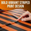 Fun Express 54″ x 108″ Halloween Orange & Black Striped Disposable Plastic Tablecloth