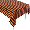 Fun Express 54″ x 108″ Halloween Orange & Black Striped Disposable Plastic Tablecloth