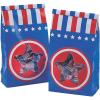Fun Express Patriotic Tin Tie Paper Treat Bags with Star Window – 4.5 x 9 in – Ideal for Party Favors, Events, and Celebrations – 24 Pieces