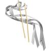 Fun Express Silver Ribbon Streamer Wands – Elegant Party Wedding & Event Decor – 2 Feet Long Ribbons with Wooden Handles – Perfect for Dance Floors Celebrations & Special Occasions – Bulk Set of 24