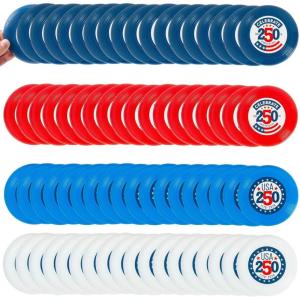 3 1/2″ Bulk 72 Pc. Mini Patriotic America 250th Anniversary Plastic Flying Discs