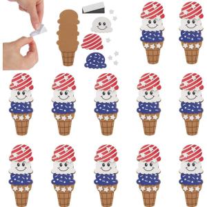 Fun Express 1 3/4″ x 4 1/2″ Patriotic Ice Cream Cone Magnet Craft Kit – Makes 12