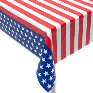Fun Express 40″ x 100 Ft. Patriotic Disposable Plastic Tablecloth Roll, Great for 4th of July, Memorial Day, Veteran’s Day and Other Americana Events, Choose Your Color (Stars Stripes)(Stars Stripes)