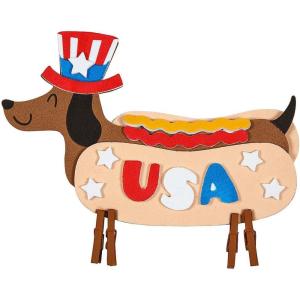 Fun Express 5 1/2″ x 4 1/4″ Patriotic Hotdog Dachshund Clothespin Craft Kit – Makes 12